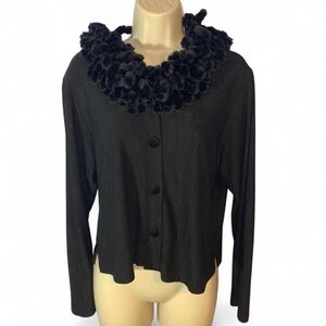 Staley Gretzinger loop collar black cardigan artsy pheobe buffay whimsy small